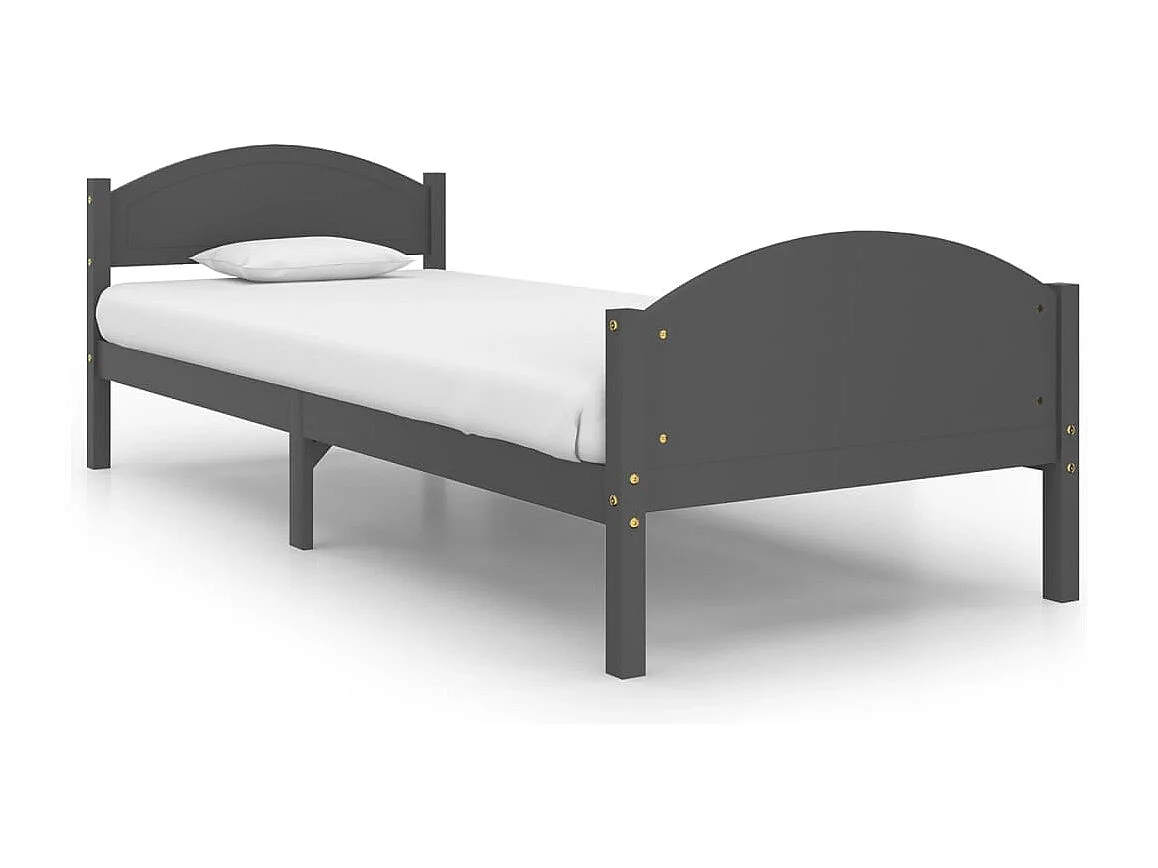 Estrutura de cama 100x200 cm pinho maciço cinzento-escuro
