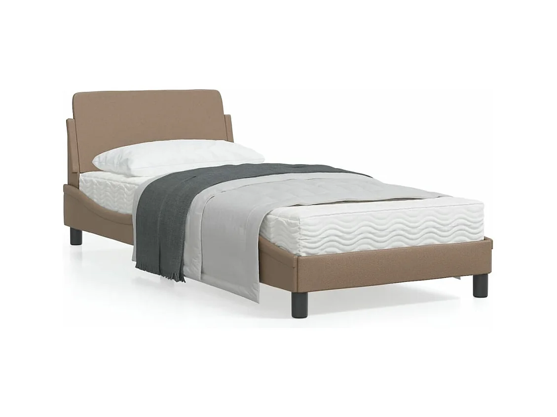 Estructura de cama cabecero cuero sintético capuchino 80x200cm