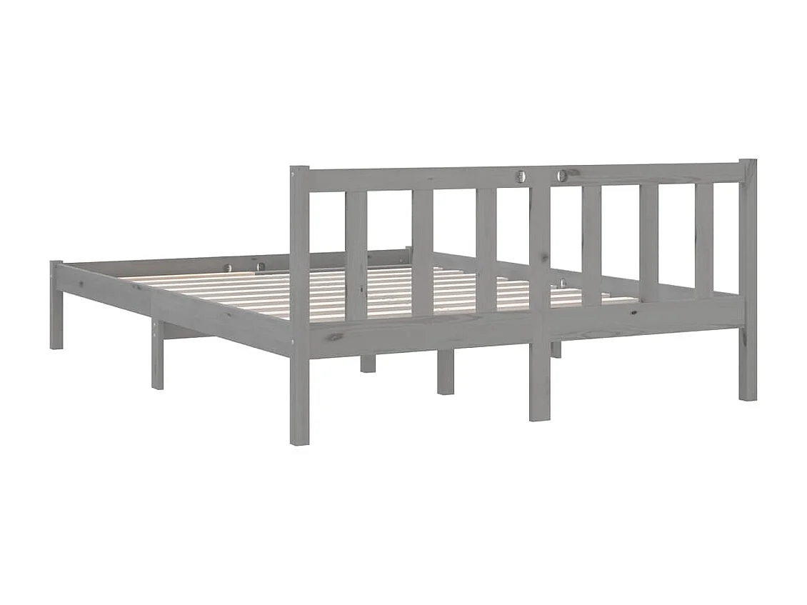 Estructura de cama madera maciza de pino gris 150x200 cm