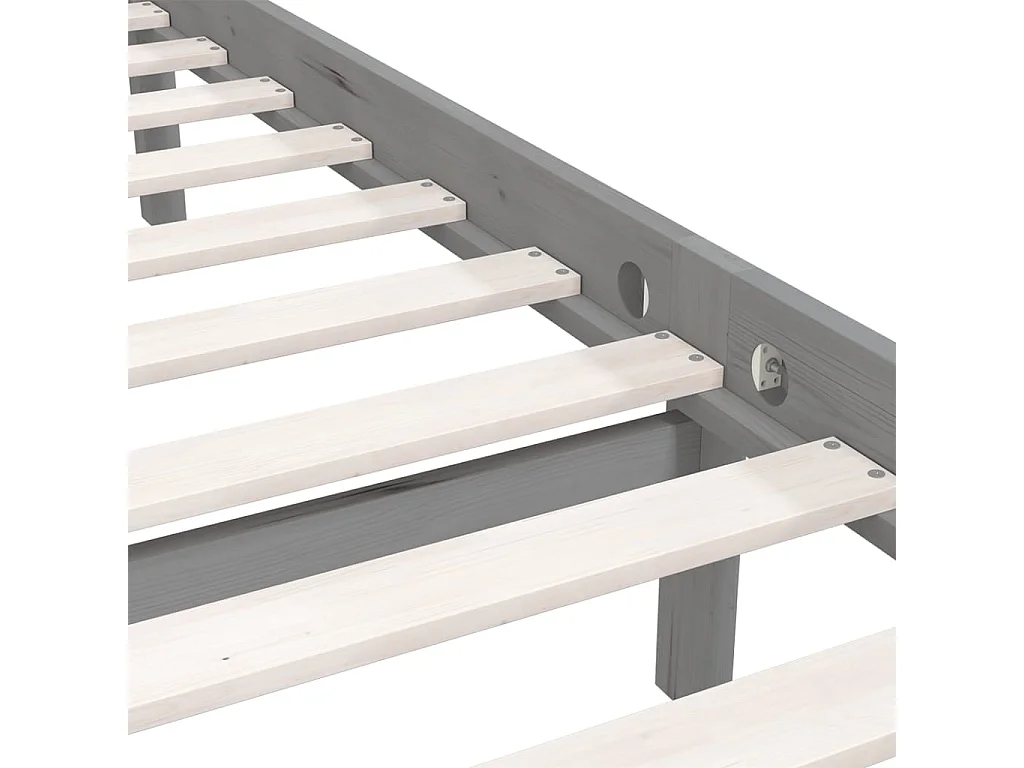Estructura de cama madera maciza de pino gris 150x200 cm