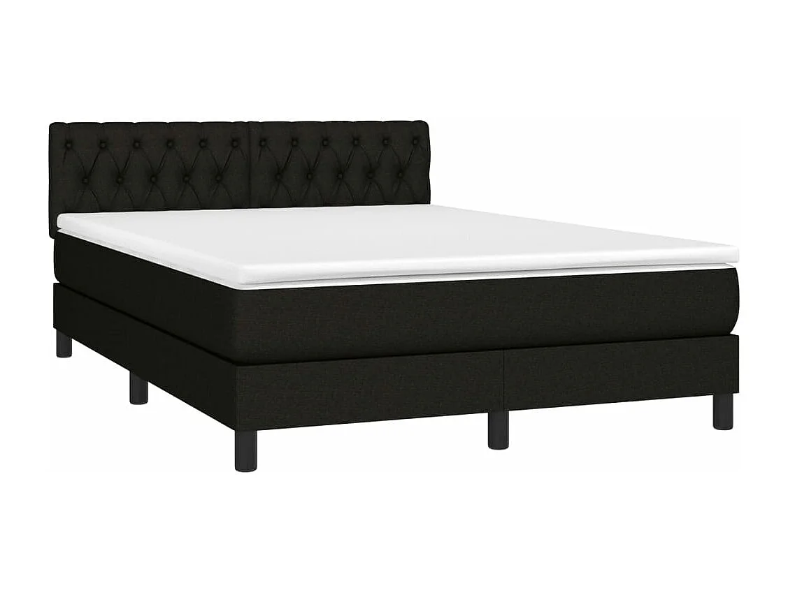 Cama box spring con colchón tela negro 140x190 cm