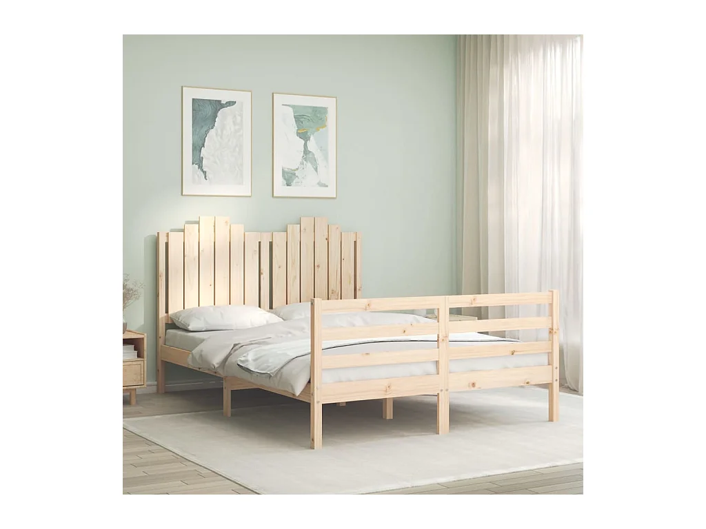 Bedframe met hoofdbord massief hout