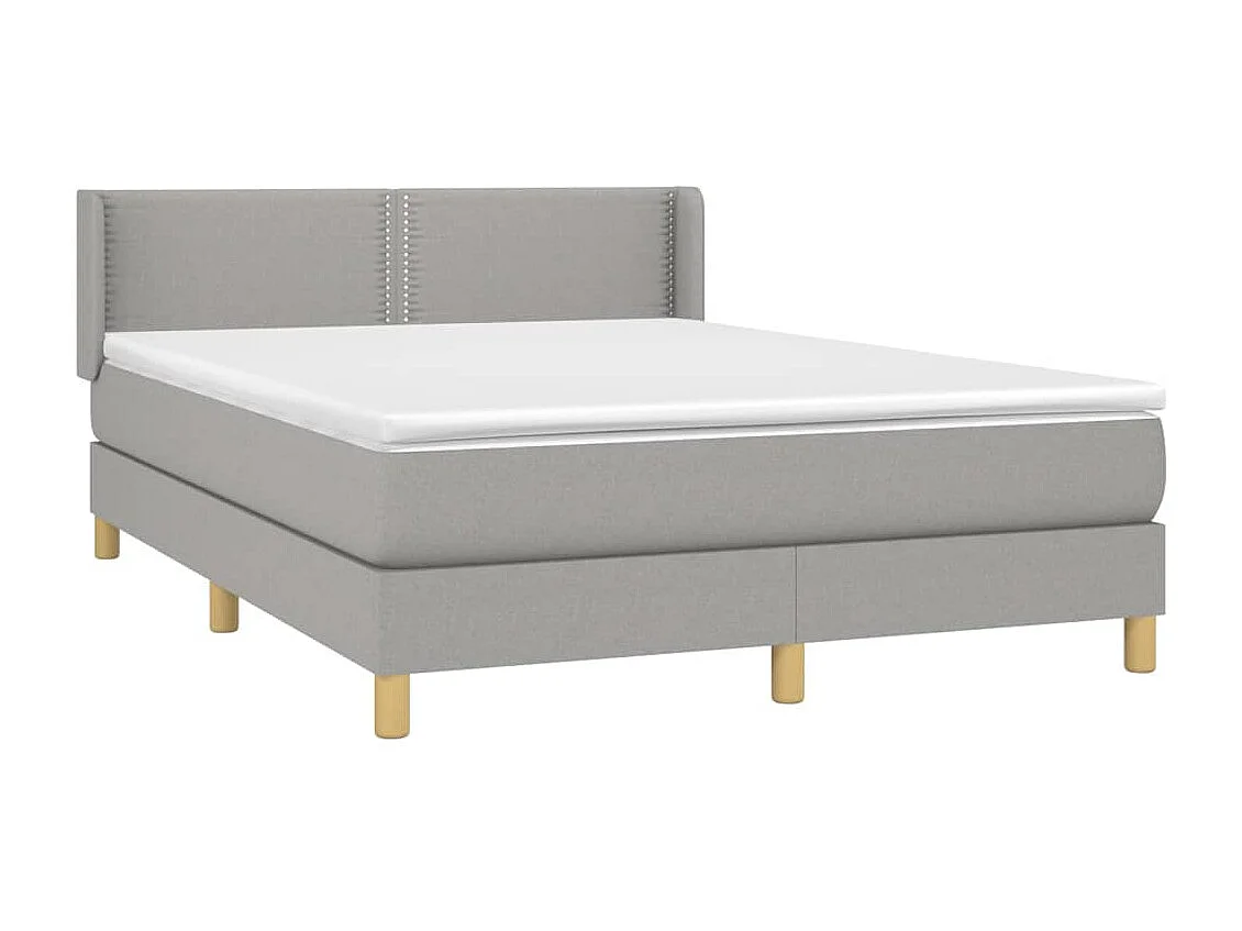 Lit à sommier tapissier avec matelas Gris clair 140x190cm Tissu
