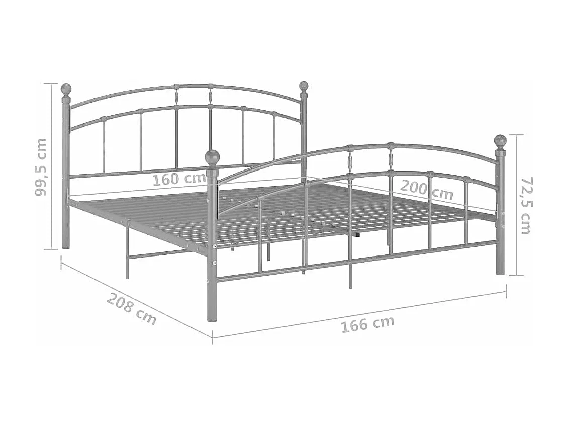 Estrutura de cama 160x200 cm metal cinzento