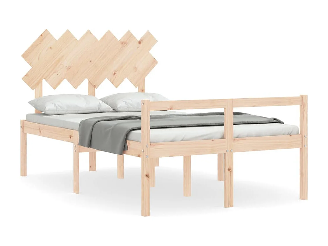 Estructura de cama con cabecero madera maciza 120x200 cm