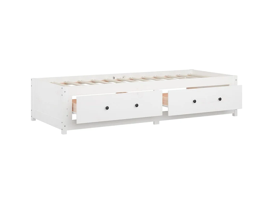 Lit de jour Blanc 90x200 cm Bois de pin massif