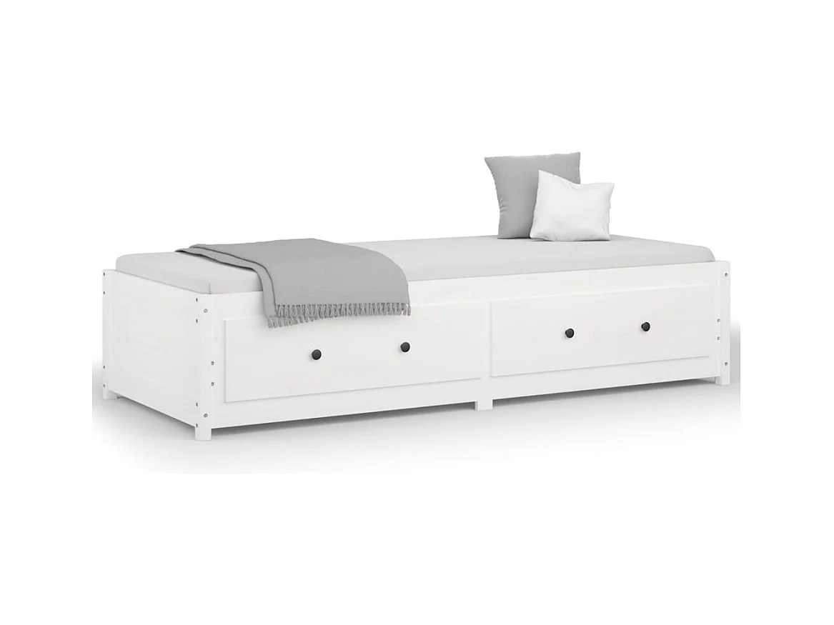 Lit de jour Blanc 90x200 cm Bois de pin massif