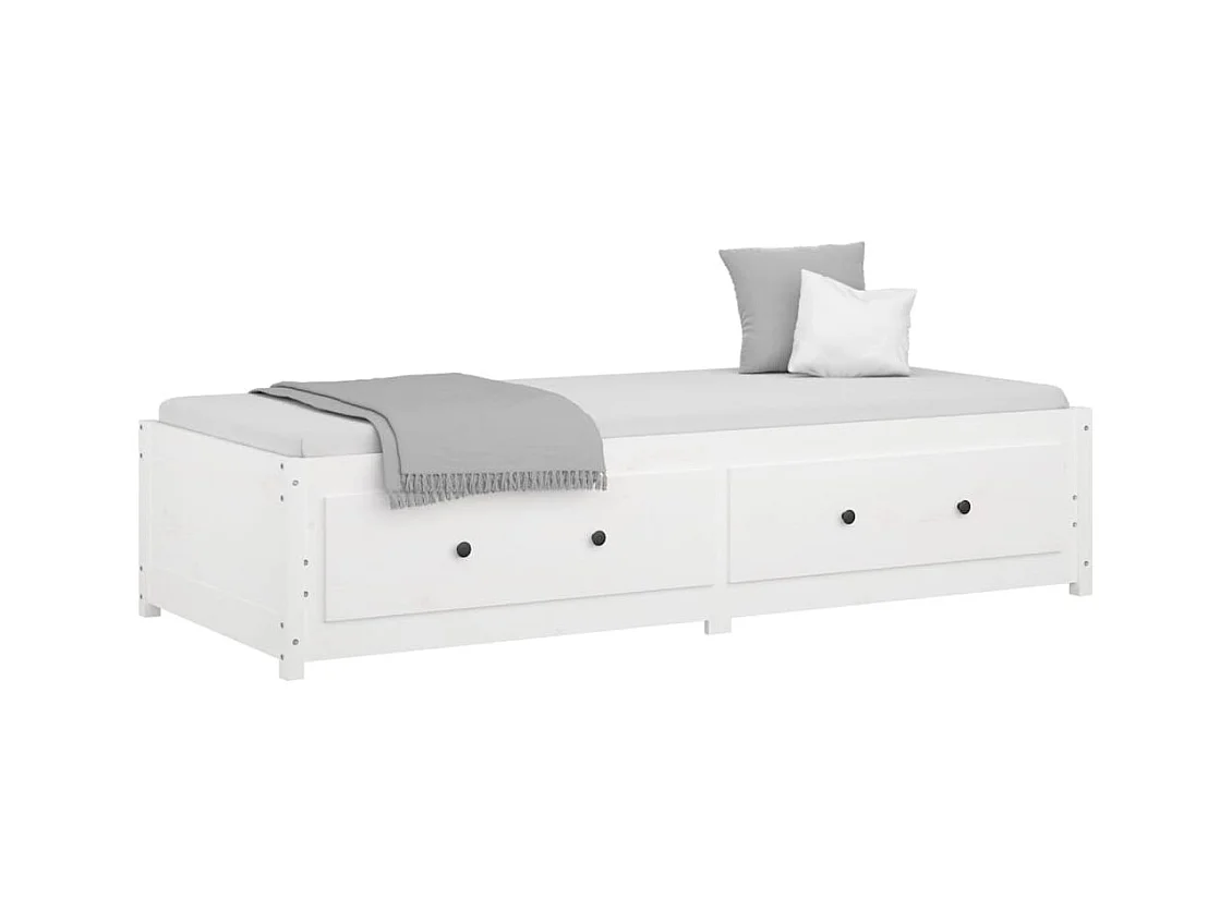 Lit de jour Blanc 90x200 cm Bois de pin massif