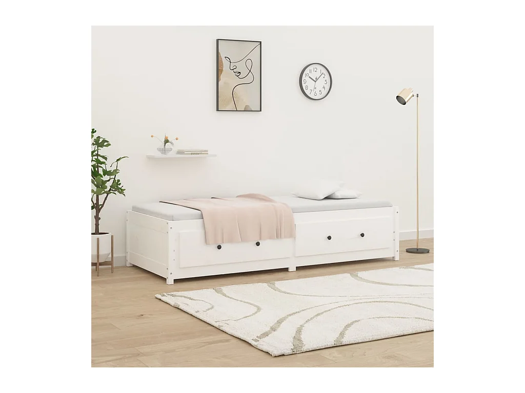Lit de jour Blanc 90x200 cm Bois de pin massif