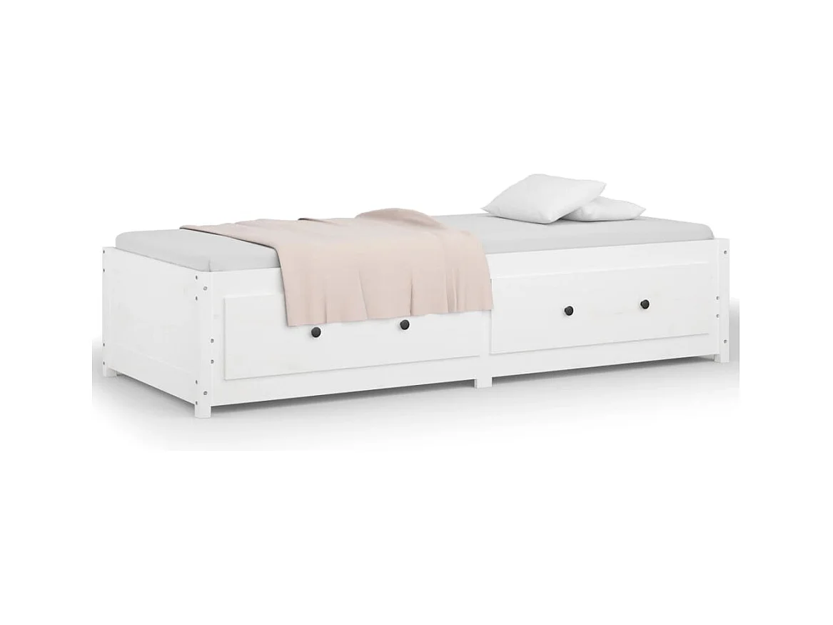 Lit de jour Blanc 90x200 cm Bois de pin massif