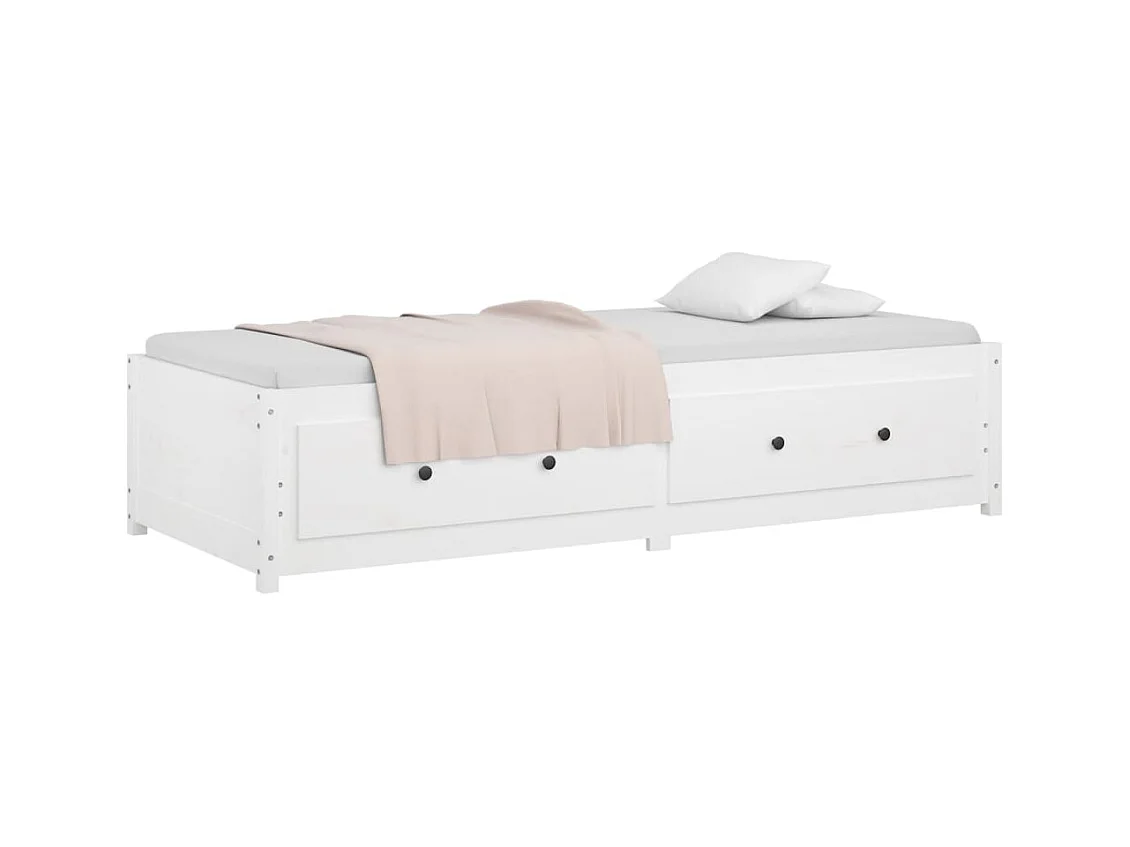 Lit de jour Blanc 90x200 cm Bois de pin massif