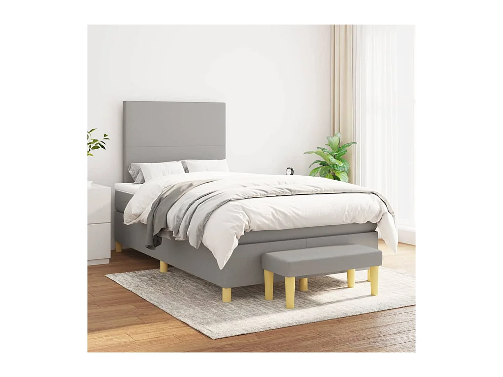 Boxspring met matras stof lichtgrijs 120x200 cm