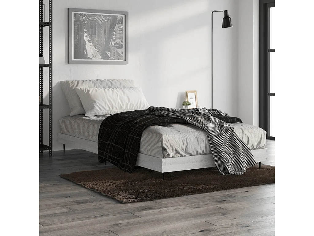 Estructura de cama madera contrachapada gris Sonoma 100x200 cm