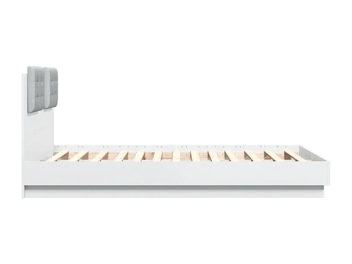 Estrutura de cama com cabeceira e luzes LED 140x190 cm branco