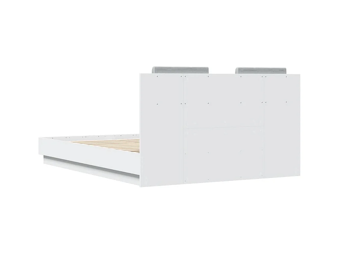 Estrutura de cama com cabeceira e luzes LED 140x190 cm branco