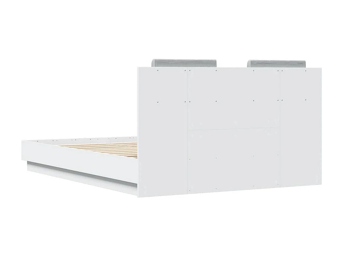 Estrutura de cama com cabeceira e luzes LED 140x190 cm branco