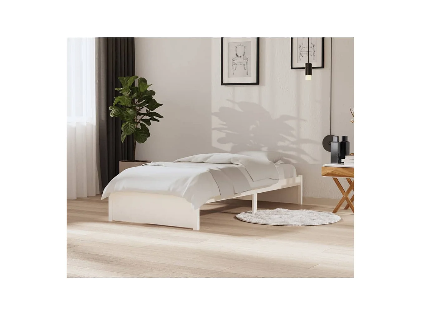 Cadre de lit Blanc Bois massif 90x200 cm