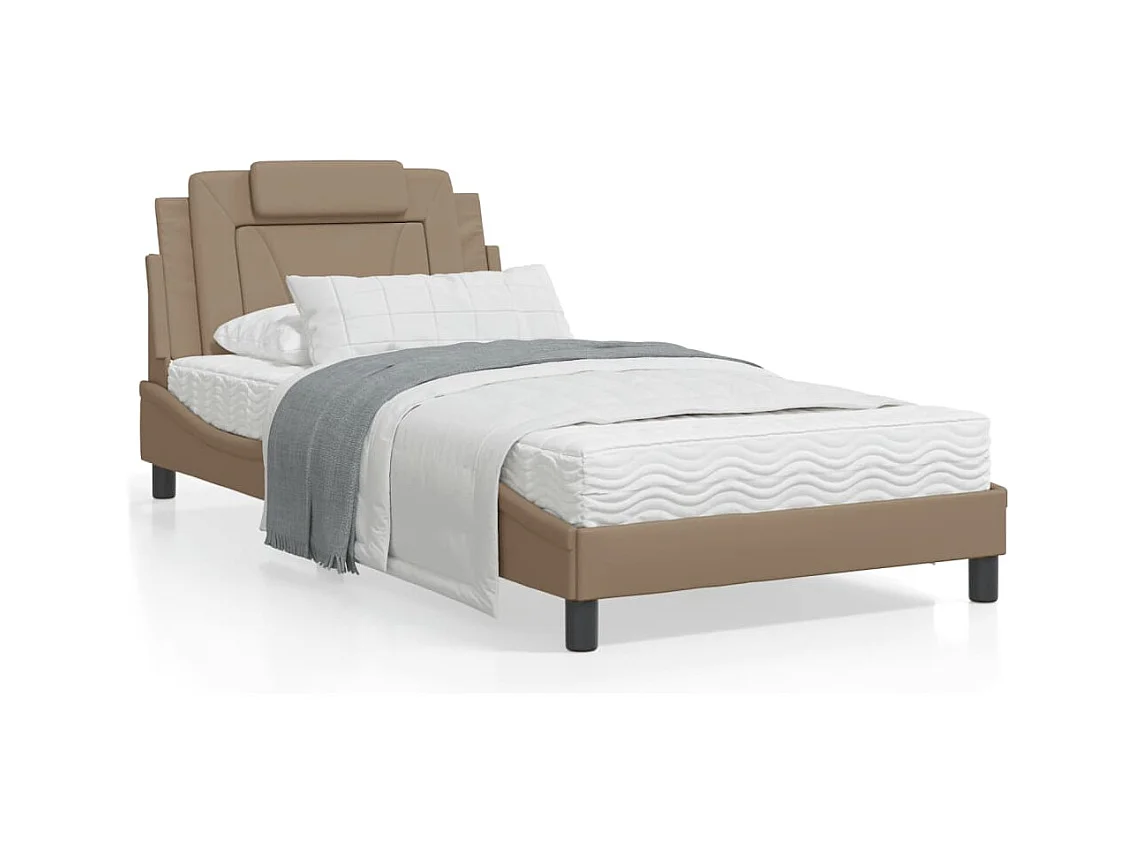 Estructura de cama cabecero cuero sintético capuchino 100x200cm