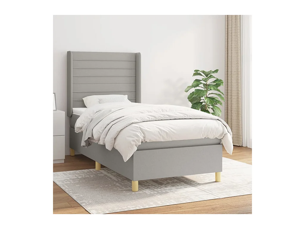 Lit à sommier tapissier avec matelas Gris clair 80x200 cm Tissu