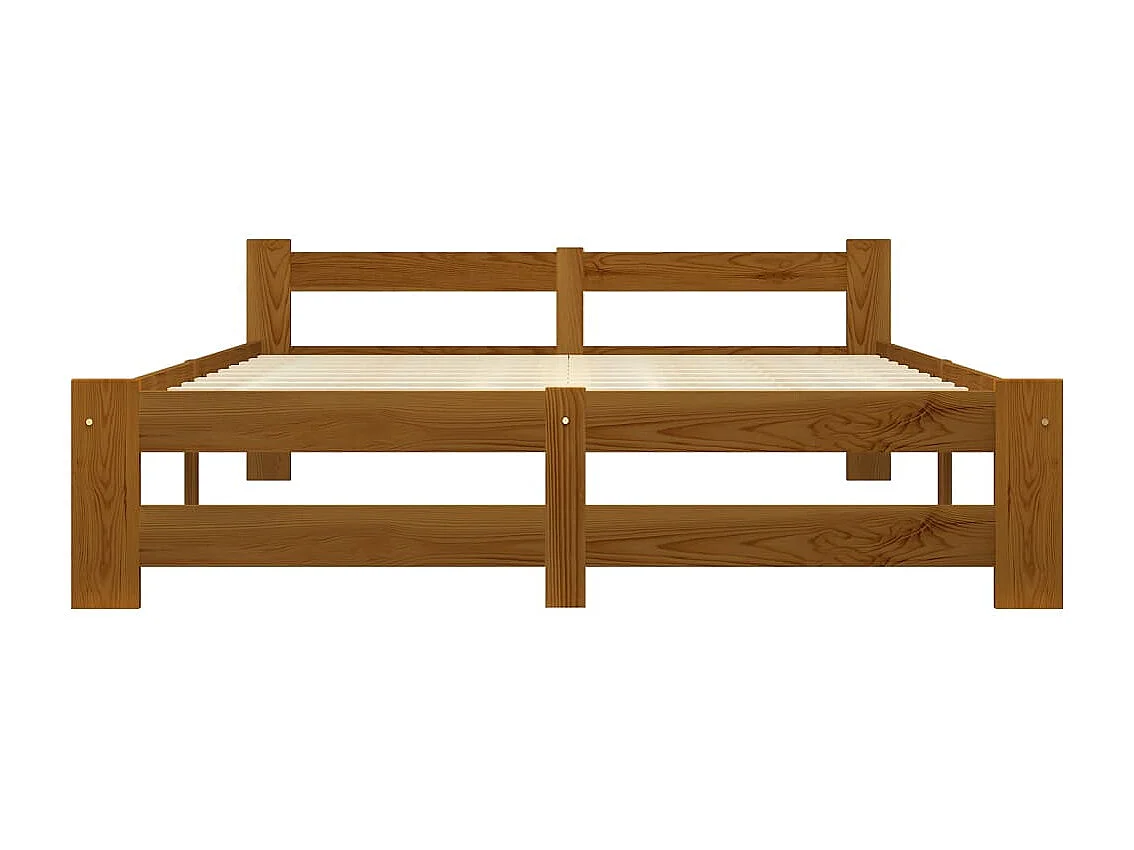 Cadre de lit Marron miel Bois de pin massif 180x200 cm