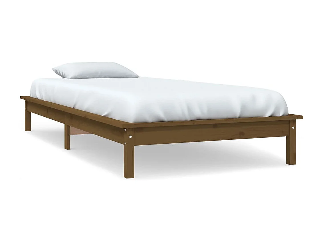 Estrutura de cama solteiro 90x190 cm pinho maciço castanho mel
