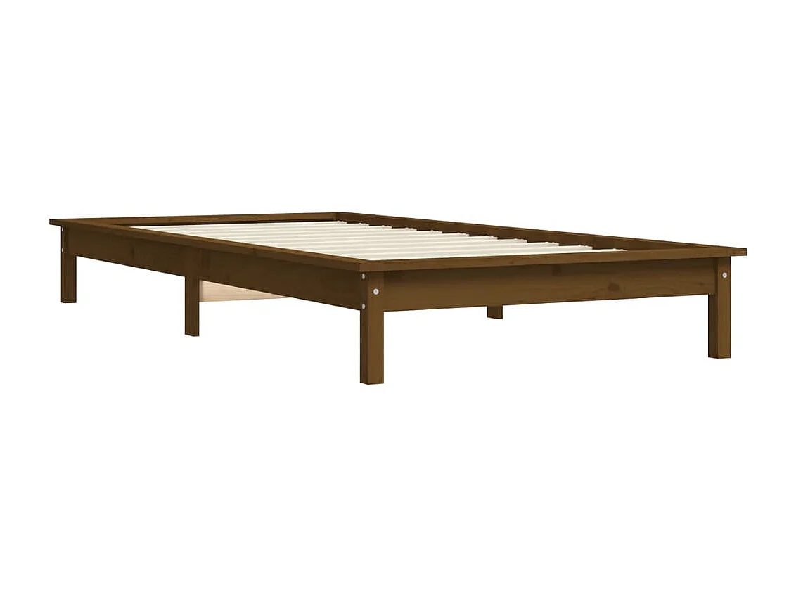 Estrutura de cama solteiro 90x190 cm pinho maciço castanho mel