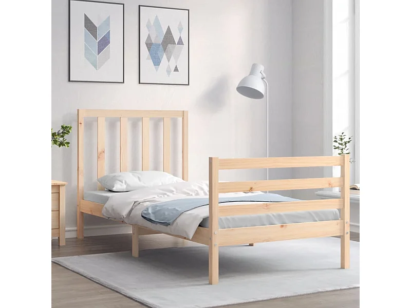 Estrutura cama de solteiro c/ cabeceira madeira maciça