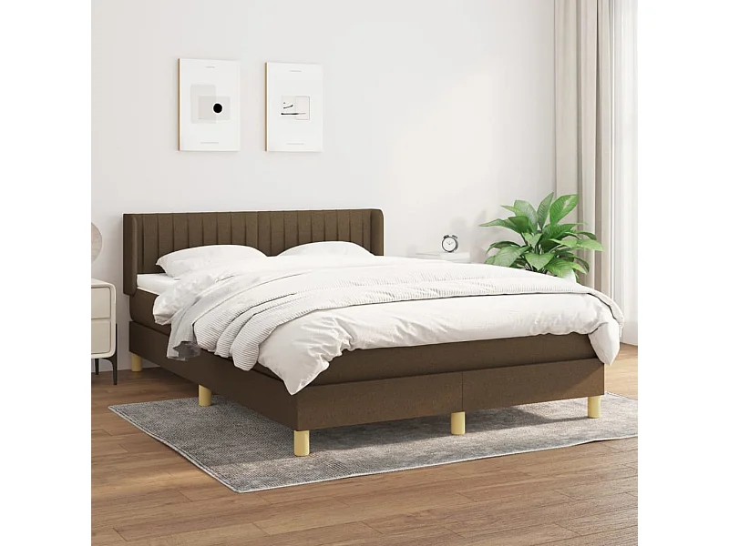 Cama box spring con colchón tela marrón oscuro 140x200 cm