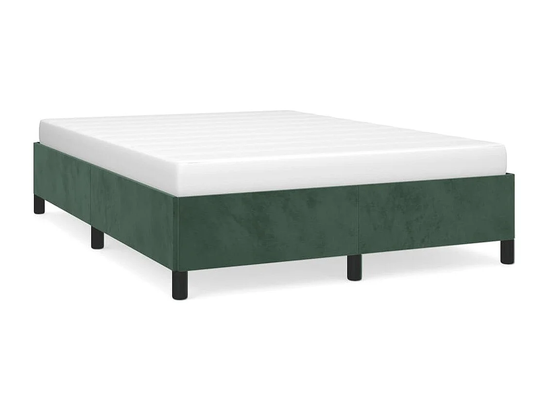 Estrutura de cama 140x190 cm veludo verde-escuro