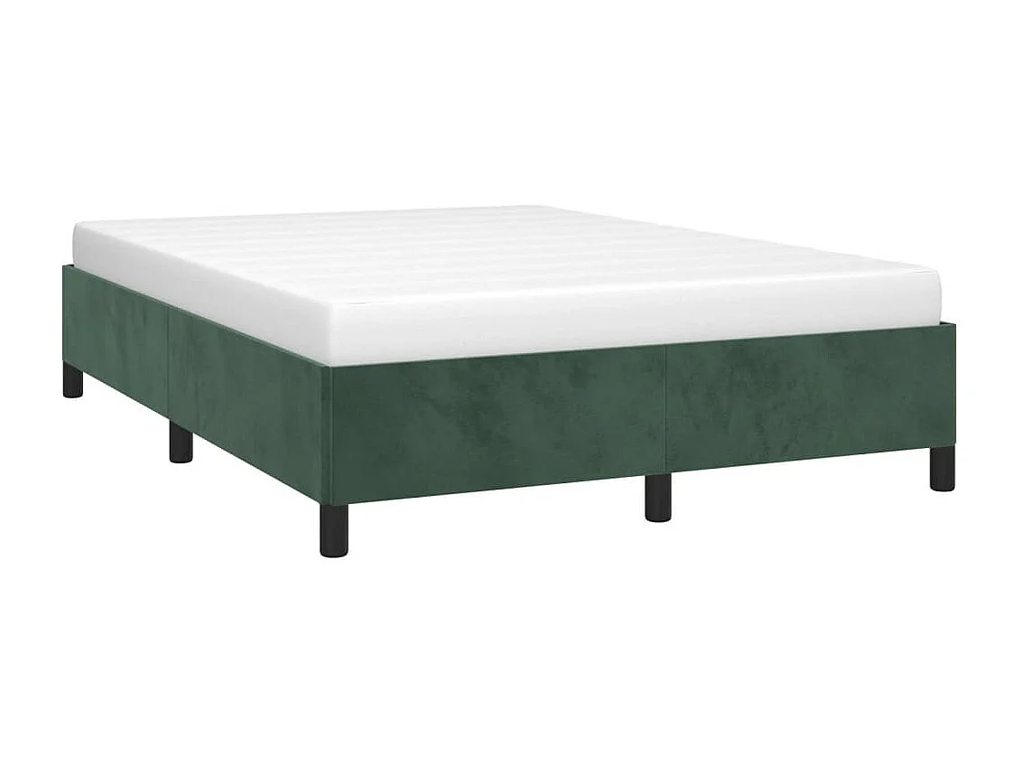 Estrutura de cama 140x190 cm veludo verde-escuro
