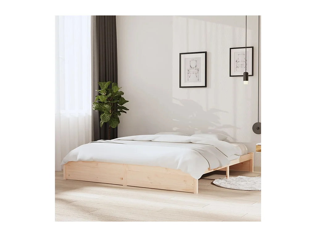 Estructura de cama madera maciza 200x200 cm
