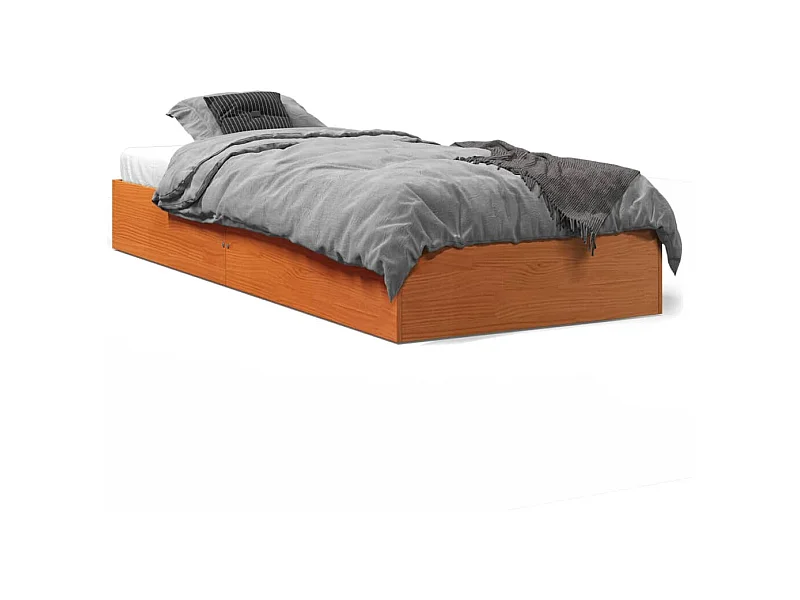 Cadre de lit cire marron 75x190 cm bois de pin massif