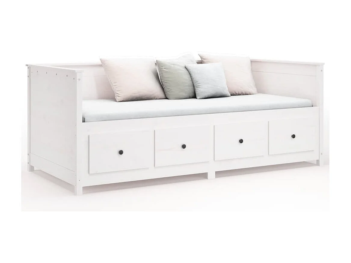 Sofá cama de madera maciza de pino blanco 100x200 cm