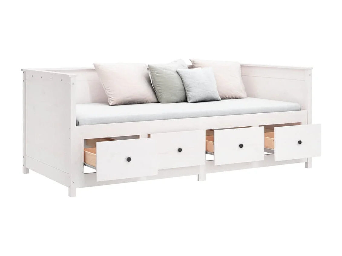 Sofá cama de madera maciza de pino blanco 100x200 cm