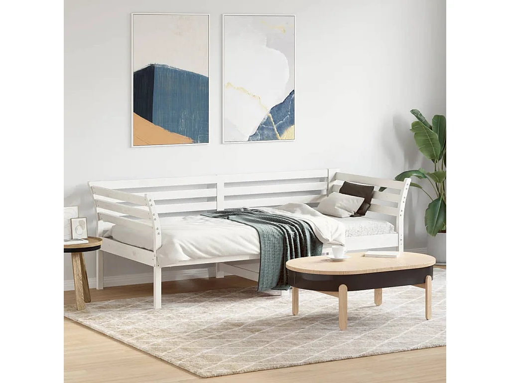Sofá-cama 75x190 cm madeira de pinho maciça branco