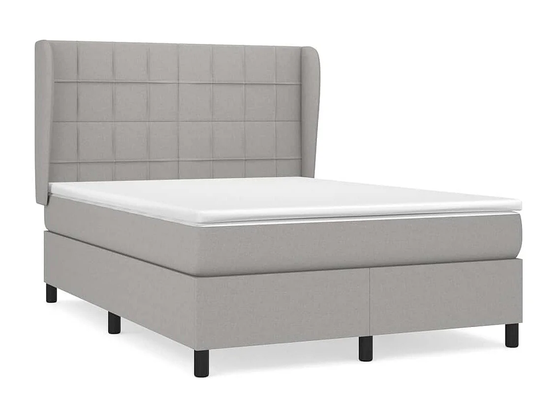 Cama com molas/colchão 140x190 cm tecido cinzento-claro