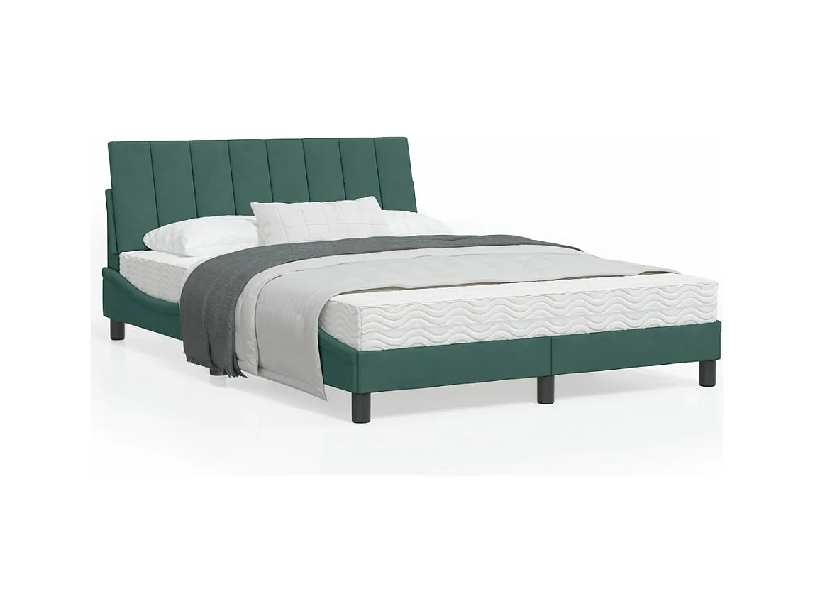 Estructura cama con cabecero terciopelo verde oscuro 120x200 cm