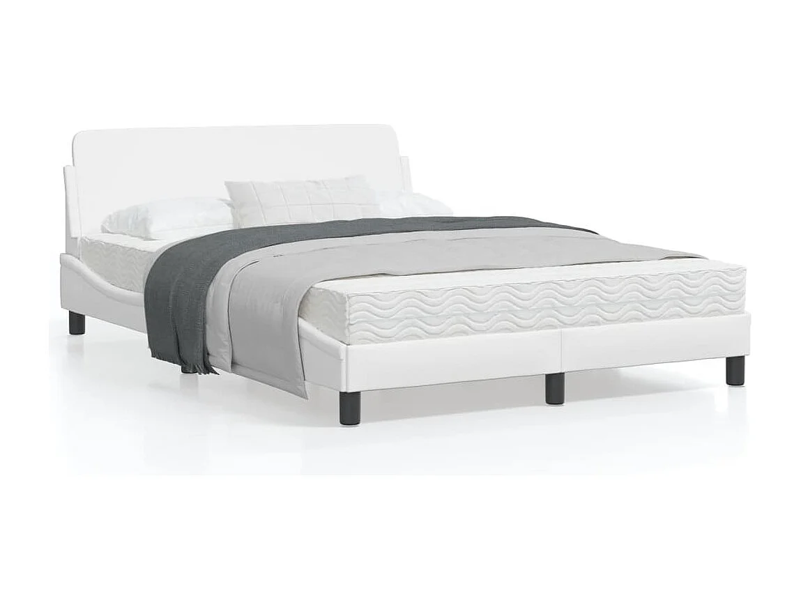 Estrutura cama c/ cabeceira 120x200 cm couro artificial branco