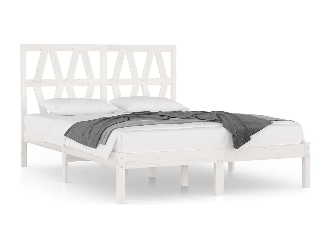 Estructura de cama matrimonial madera de pino blanca 120x190 cm