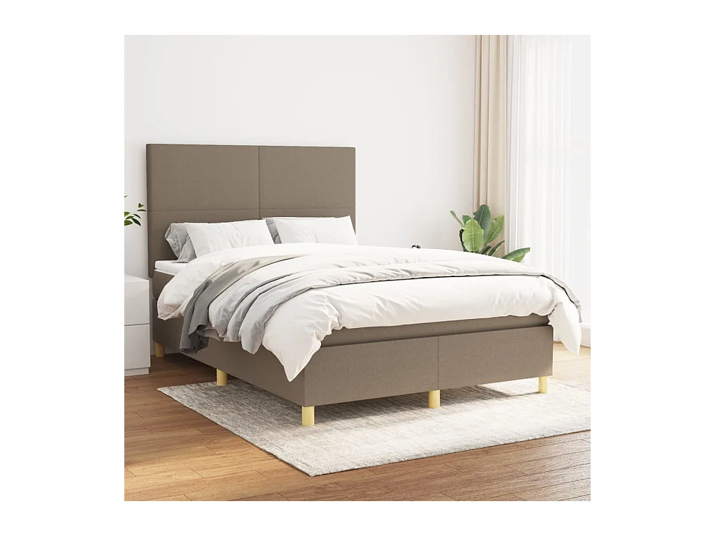 Lit à sommier tapissier avec matelas Taupe 140x200 cm Tissu