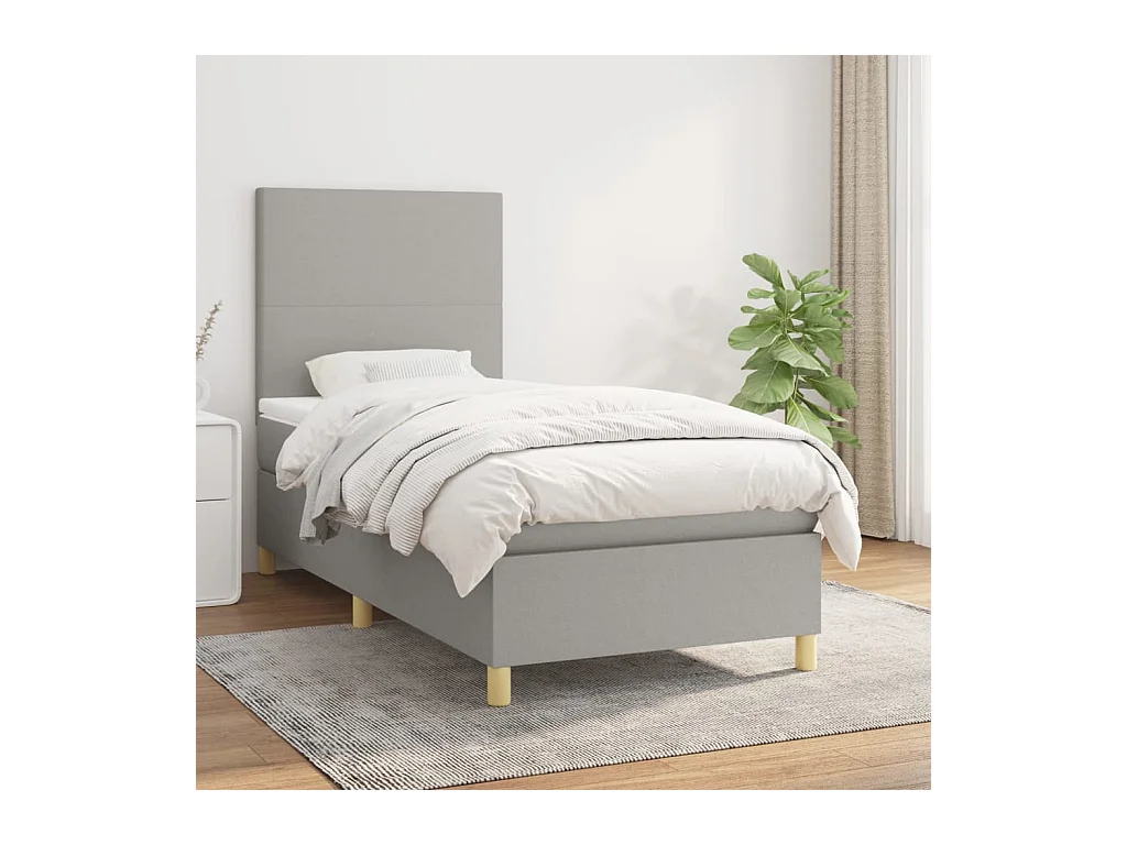 Boxspring met matras stof lichtgrijs 100x200 cm