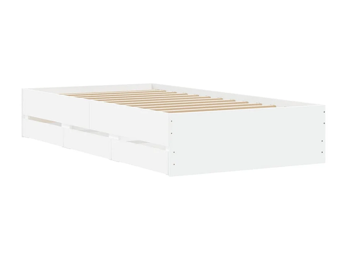 Cadre de lit avec tiroirs blanc 90x190 cm bois d'ingénierie