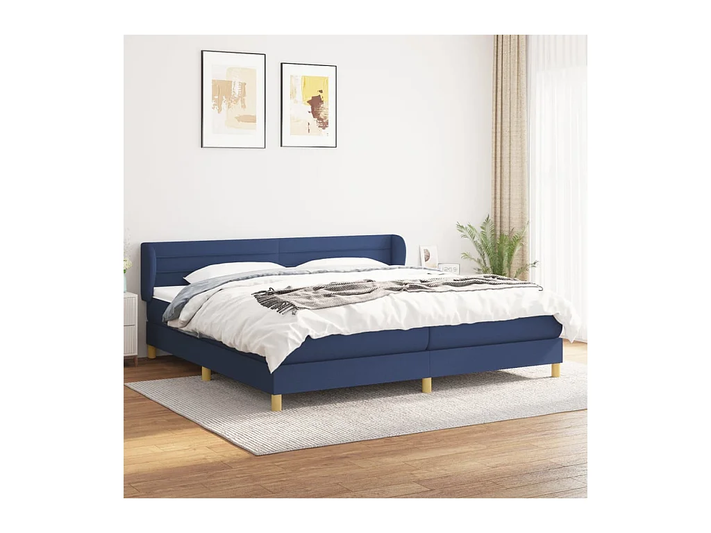 Boxspring met matras stof blauw 200x200 cm