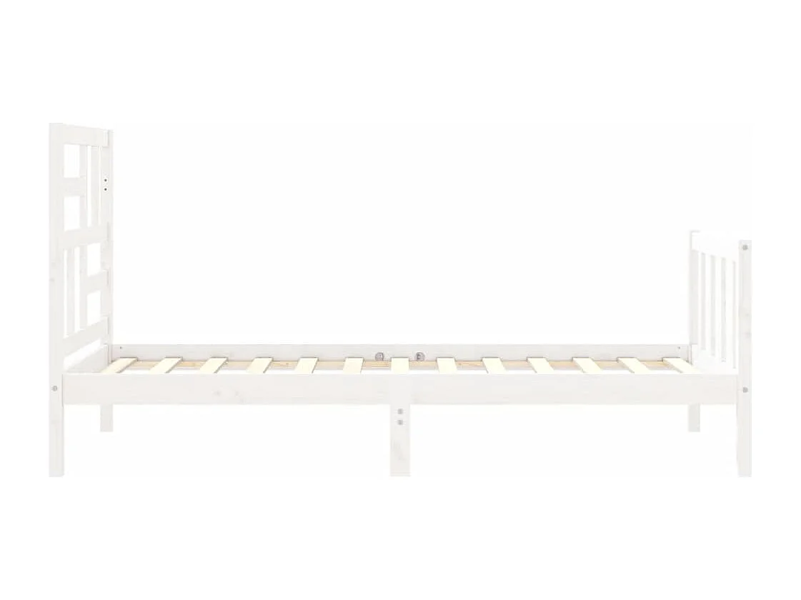Estructura de cama con cabecero madera maciza blanco