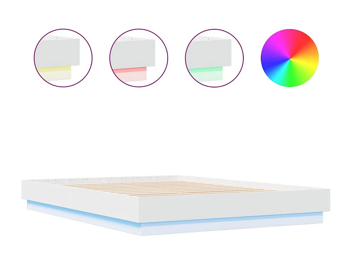 Estrutura de cama com luzes LED 160x200 cm branco