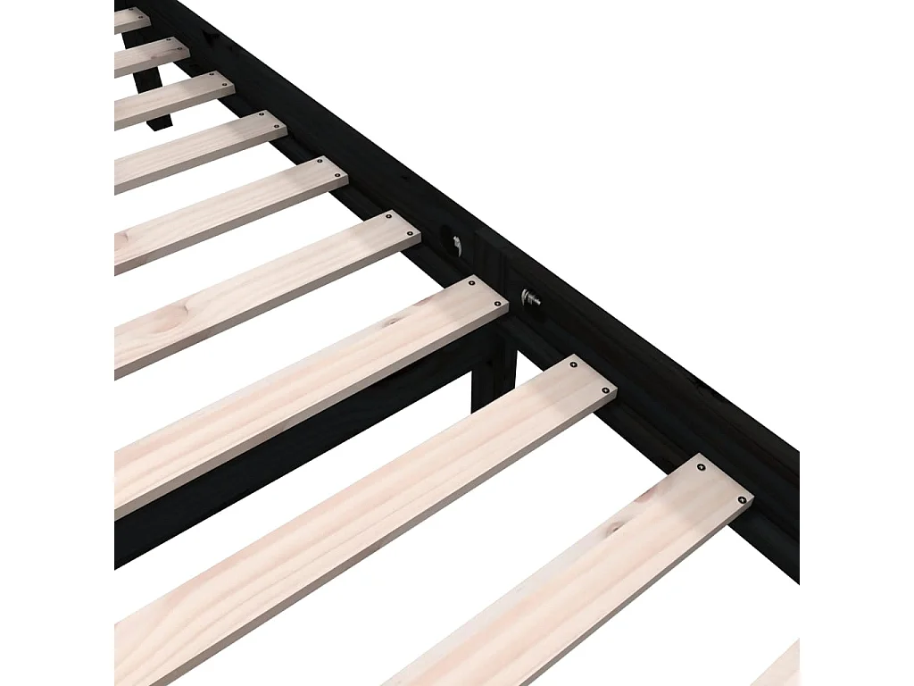 Cadre de lit Noir Bois de pin massif 135x190 cm Double