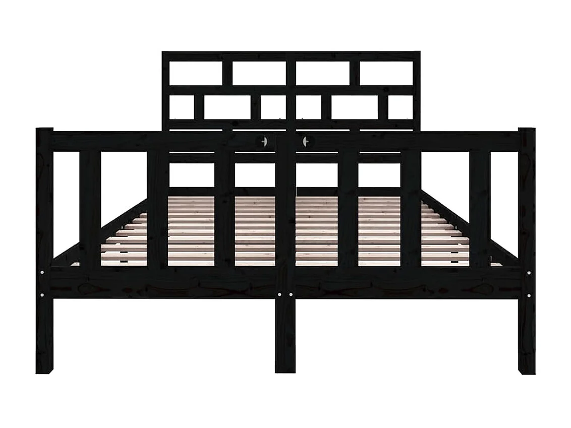 Estrutura de cama dupla 135x190 cm pinho maciço preto