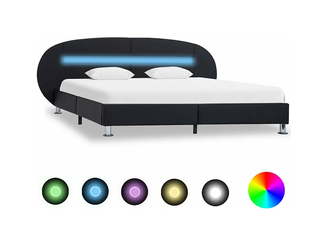 Bedframe met LED kunstleer zwart 180x200 cm