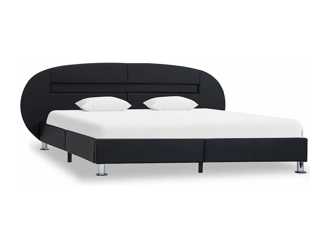 Estrutura de cama c/ LEDs 180x200 cm couro artificial preto