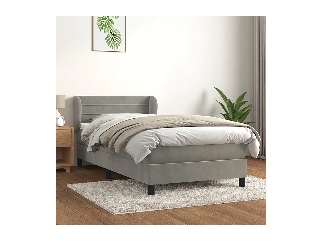 Boxspring met matras fluweel lichtgrijs 80x200 cm